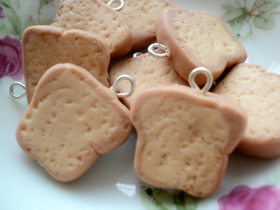 6pcs A Toast Of Bread Charms