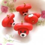 4pcs Telephone Charms - Red