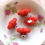 4pcs Telephone Charms - Red